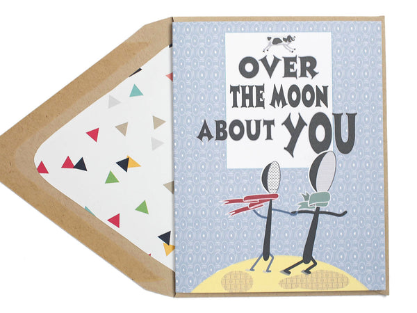 Over The Moon Lesbian Card