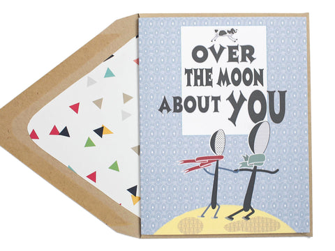 Over The Moon Lesbian Card