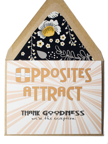 Opposites Attract Lesbian Card