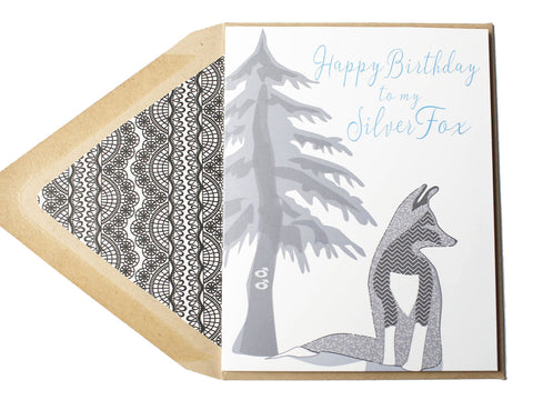 Silver Fox Birthday Card