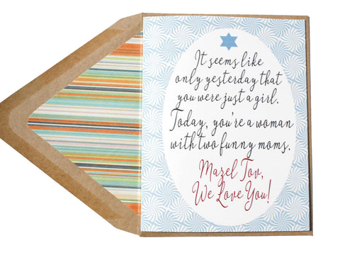 Two Funny Moms Bat Mitvah Card